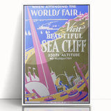 Vintage Sea Cliff Travel Poster – Retro World's Fair Art