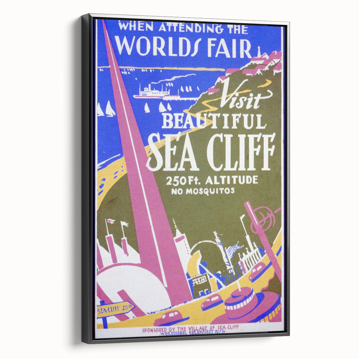 Vintage Sea Cliff Travel Poster – Retro World's Fair Art