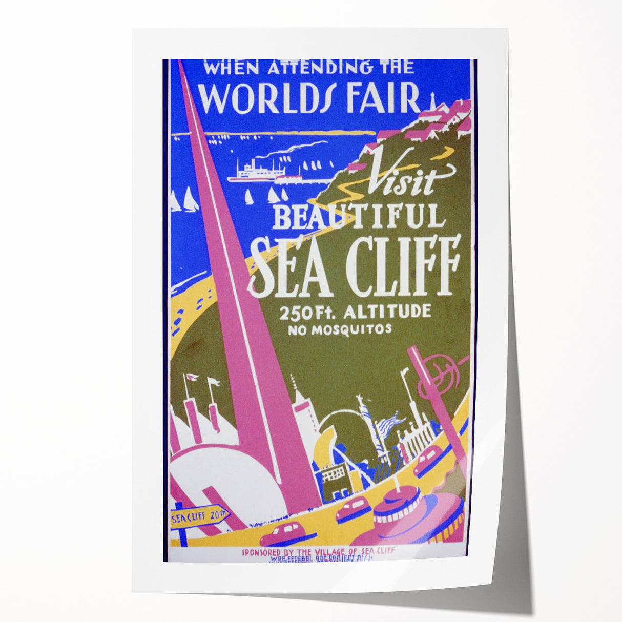 Vintage Sea Cliff Travel Poster – Retro World's Fair Art