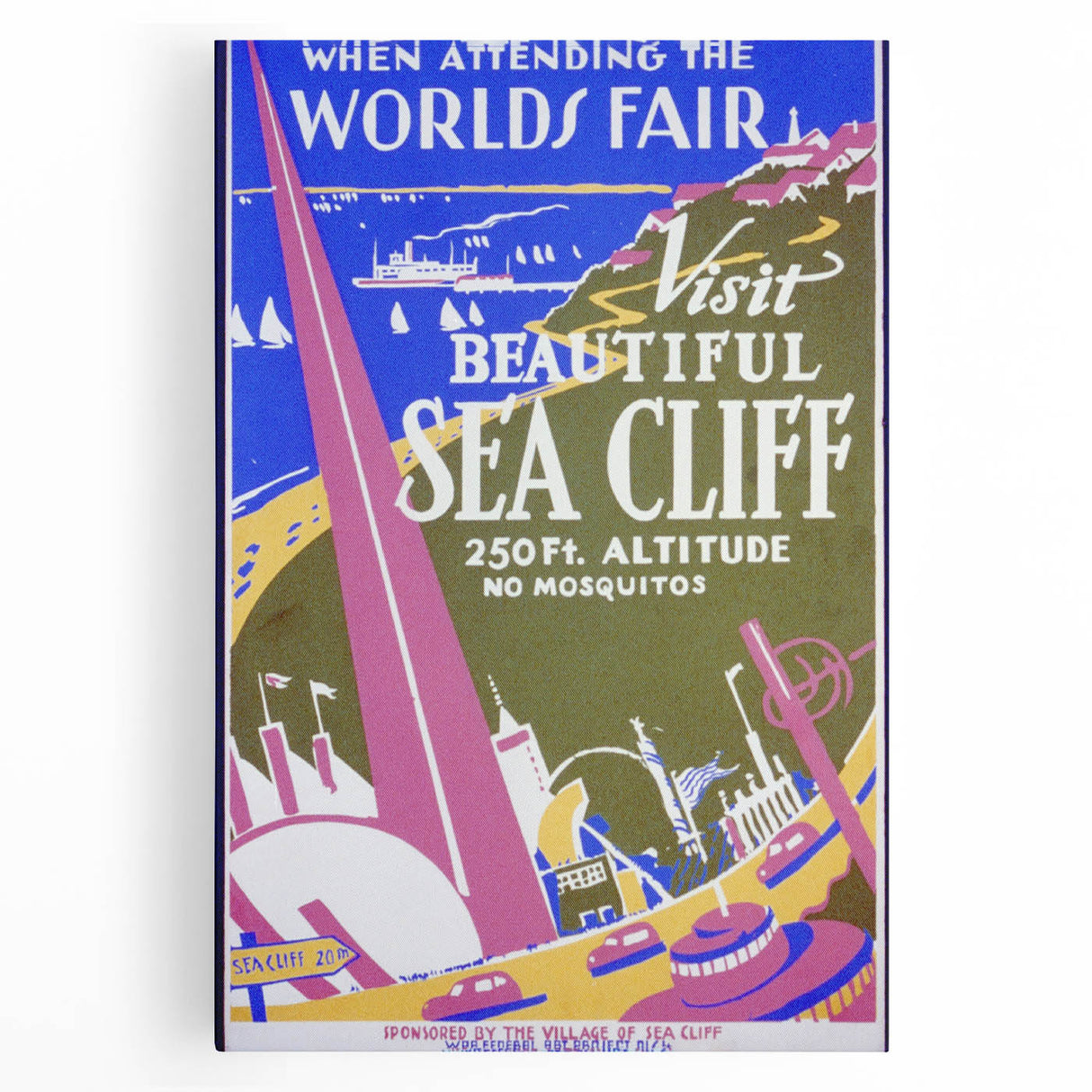 Vintage Sea Cliff Travel Poster – Retro World's Fair Art