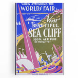Vintage Sea Cliff Travel Poster – Retro World's Fair Art