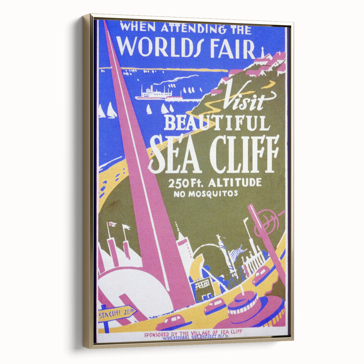 Vintage Sea Cliff Travel Poster – Retro World's Fair Art