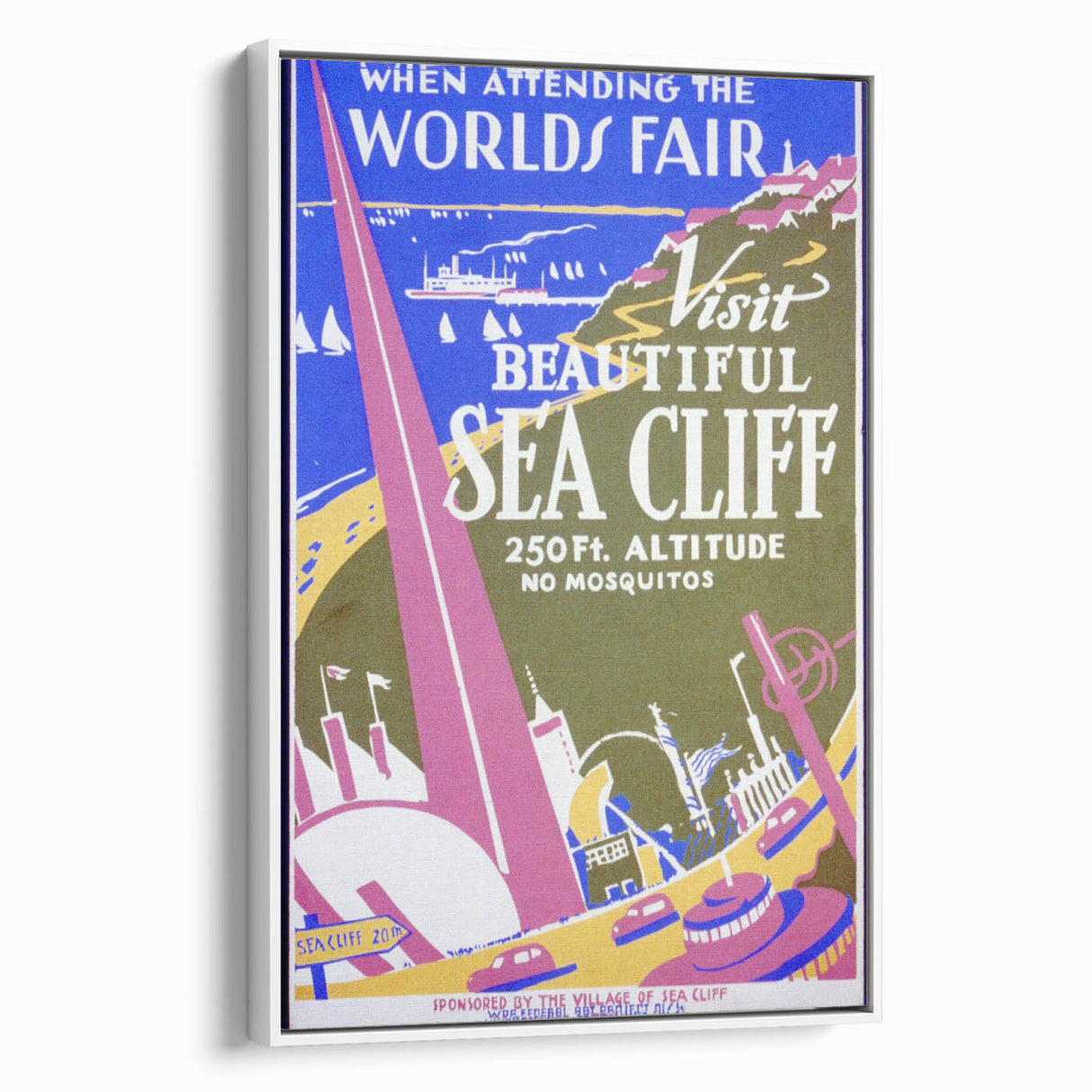 Vintage Sea Cliff Travel Poster – Retro World's Fair Art
