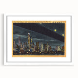 NYC Skyline at Night Poster – Vintage Brooklyn Bridge Art