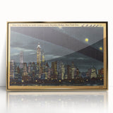 NYC Skyline at Night Poster – Vintage Brooklyn Bridge Art