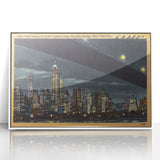NYC Skyline at Night Poster – Vintage Brooklyn Bridge Art