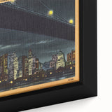 NYC Skyline at Night Poster – Vintage Brooklyn Bridge Art
