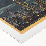 NYC Skyline at Night Poster – Vintage Brooklyn Bridge Art
