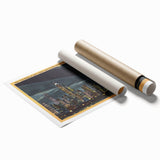 NYC Skyline at Night Poster – Vintage Brooklyn Bridge Art