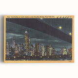 NYC Skyline at Night Poster – Vintage Brooklyn Bridge Art