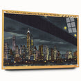 NYC Skyline at Night Poster – Vintage Brooklyn Bridge Art