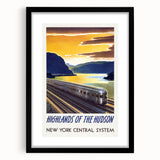 Vintage Hudson River Train Poster – Retro New York Travel Art