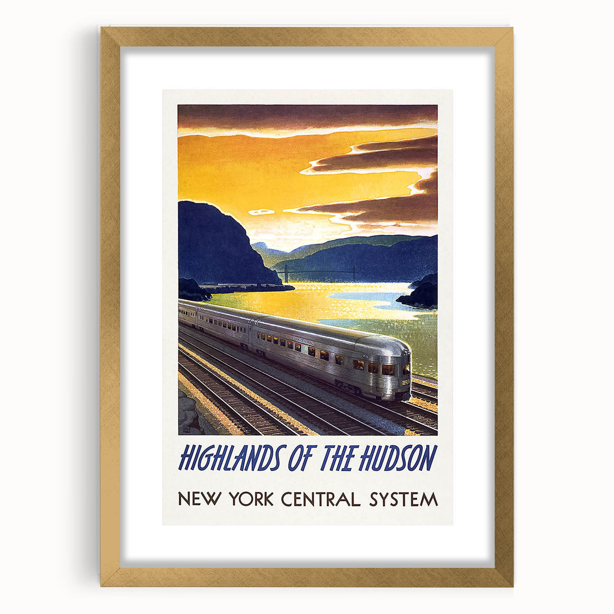 Vintage Hudson River Train Poster – Retro New York Travel Art