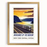 Vintage Hudson River Train Poster – Retro New York Travel Art