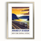 Vintage Hudson River Train Poster – Retro New York Travel Art
