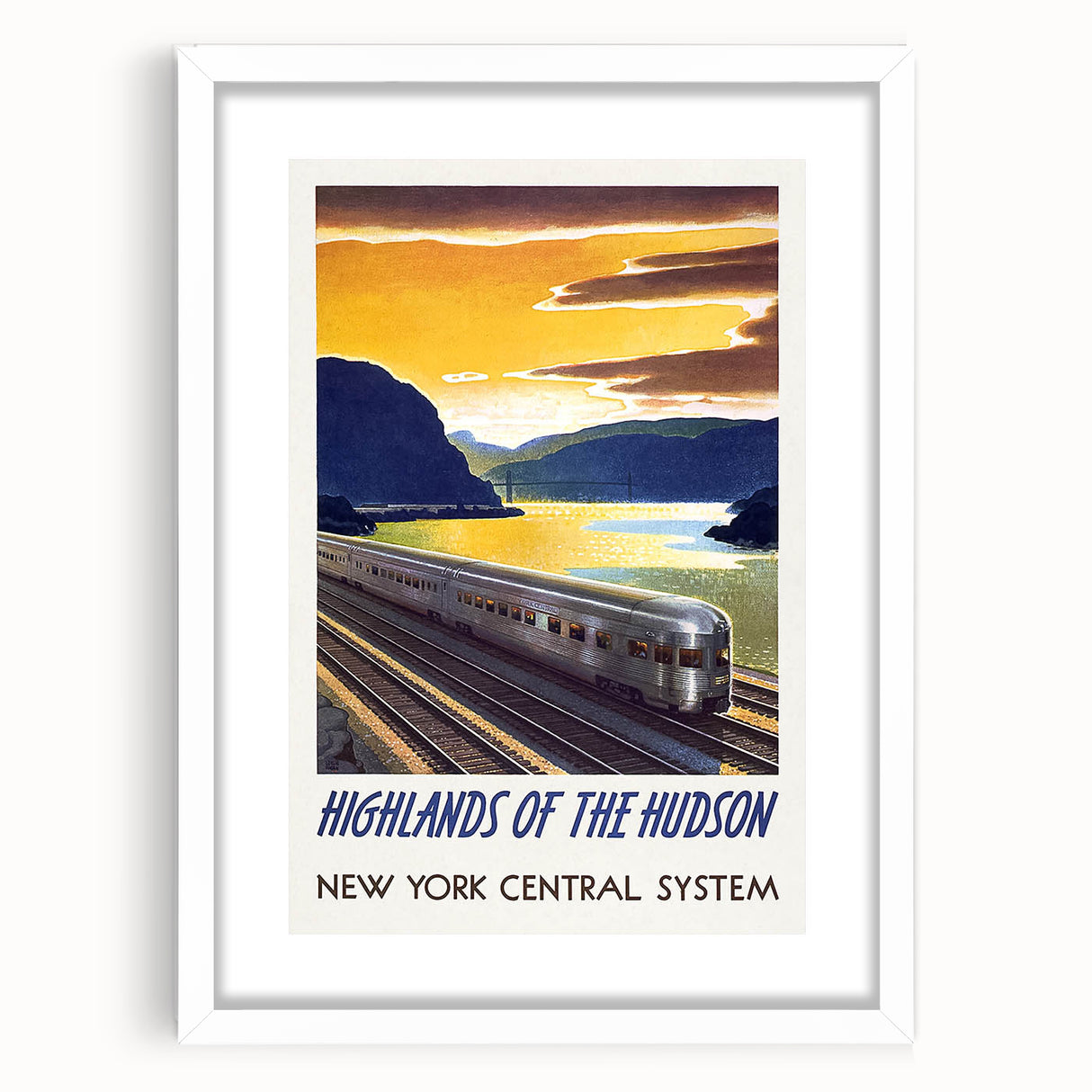 Vintage Hudson River Train Poster – Retro New York Travel Art