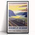 Vintage Hudson River Train Poster – Retro New York Travel Art