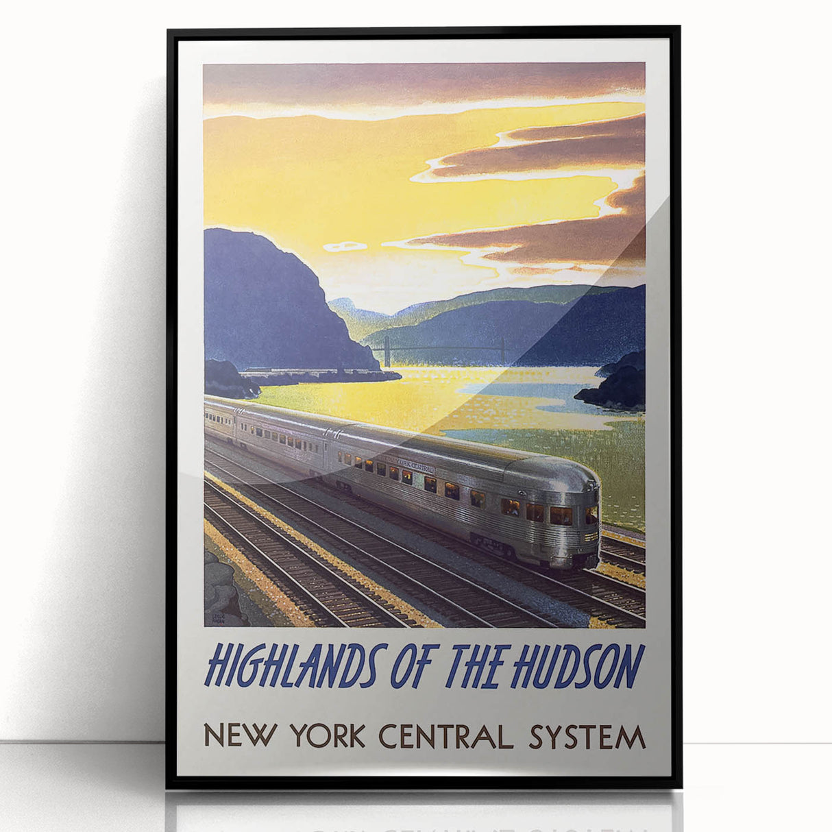 Vintage Hudson River Train Poster – Retro New York Travel Art