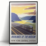 Vintage Hudson River Train Poster – Retro New York Travel Art
