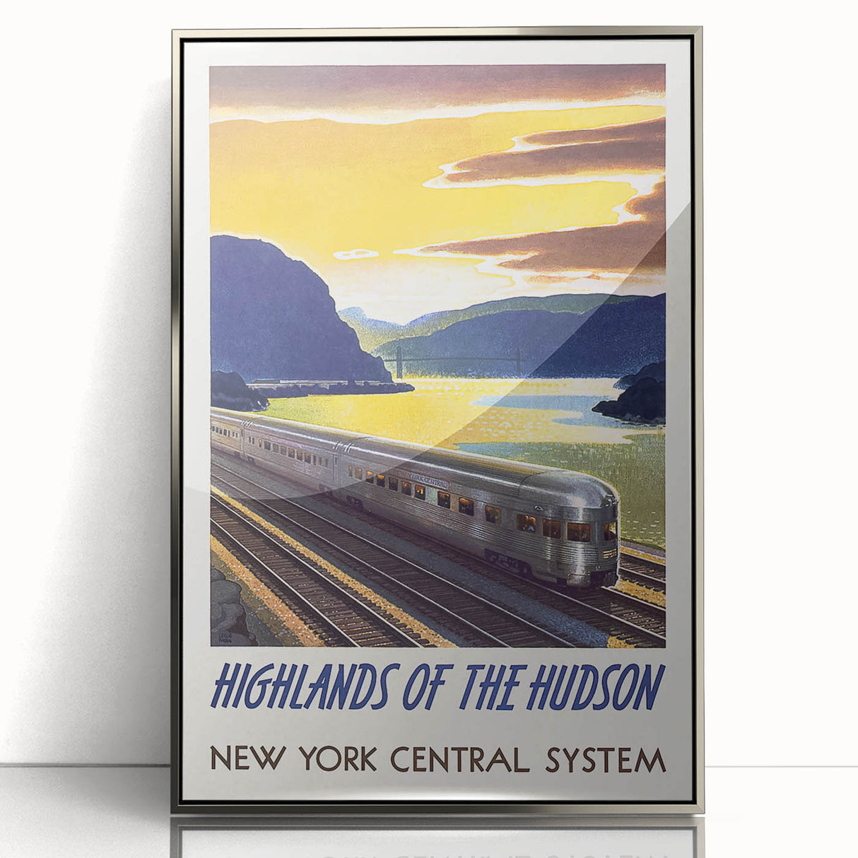Vintage Hudson River Train Poster – Retro New York Travel Art