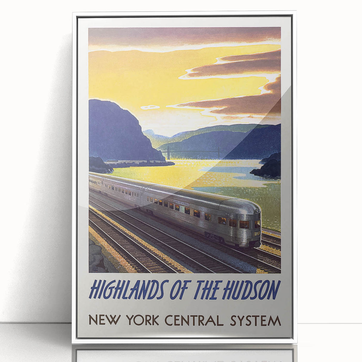 Vintage Hudson River Train Poster – Retro New York Travel Art