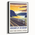 Vintage Hudson River Train Poster – Retro New York Travel Art