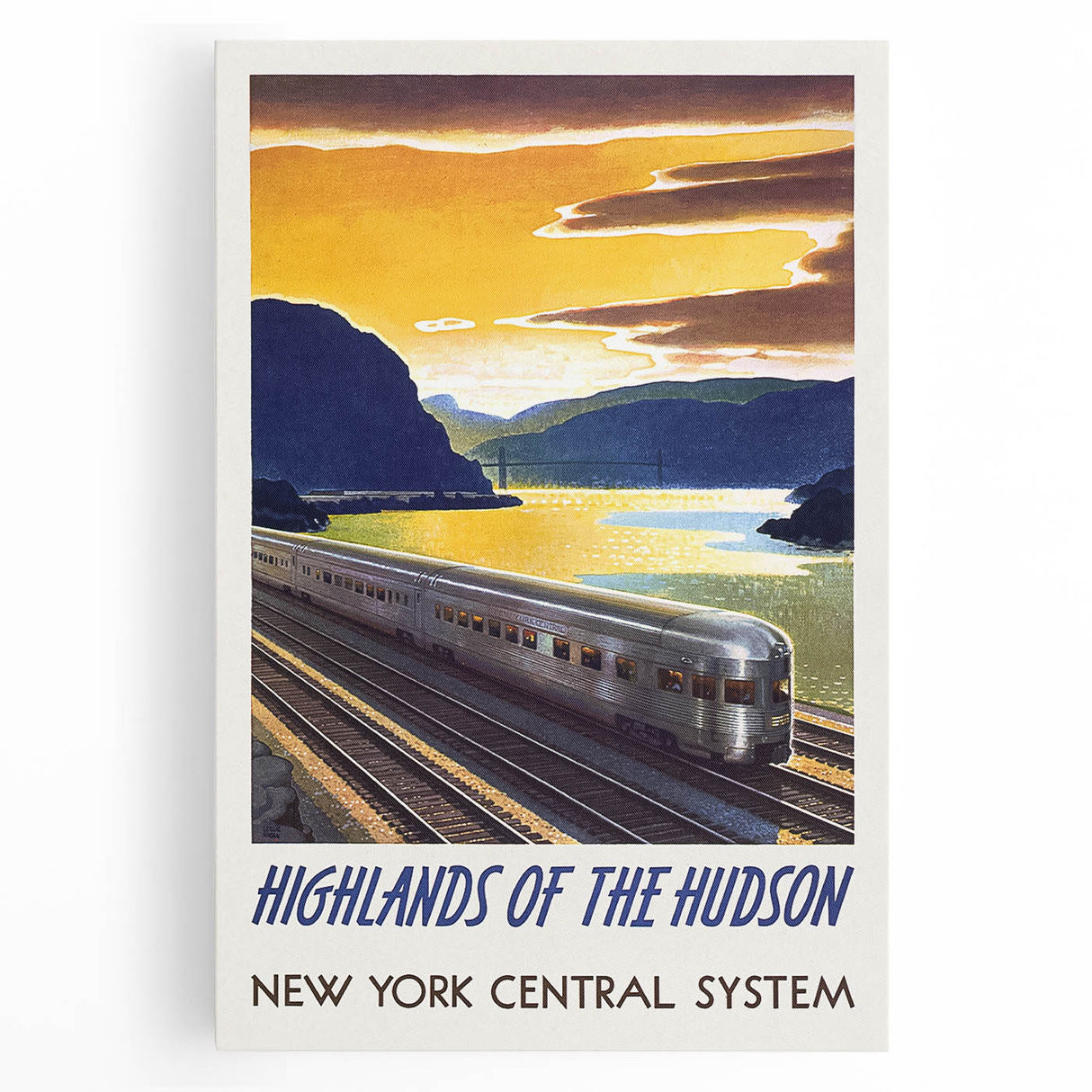 Vintage Hudson River Train Poster – Retro New York Travel Art