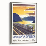 Vintage Hudson River Train Poster – Retro New York Travel Art