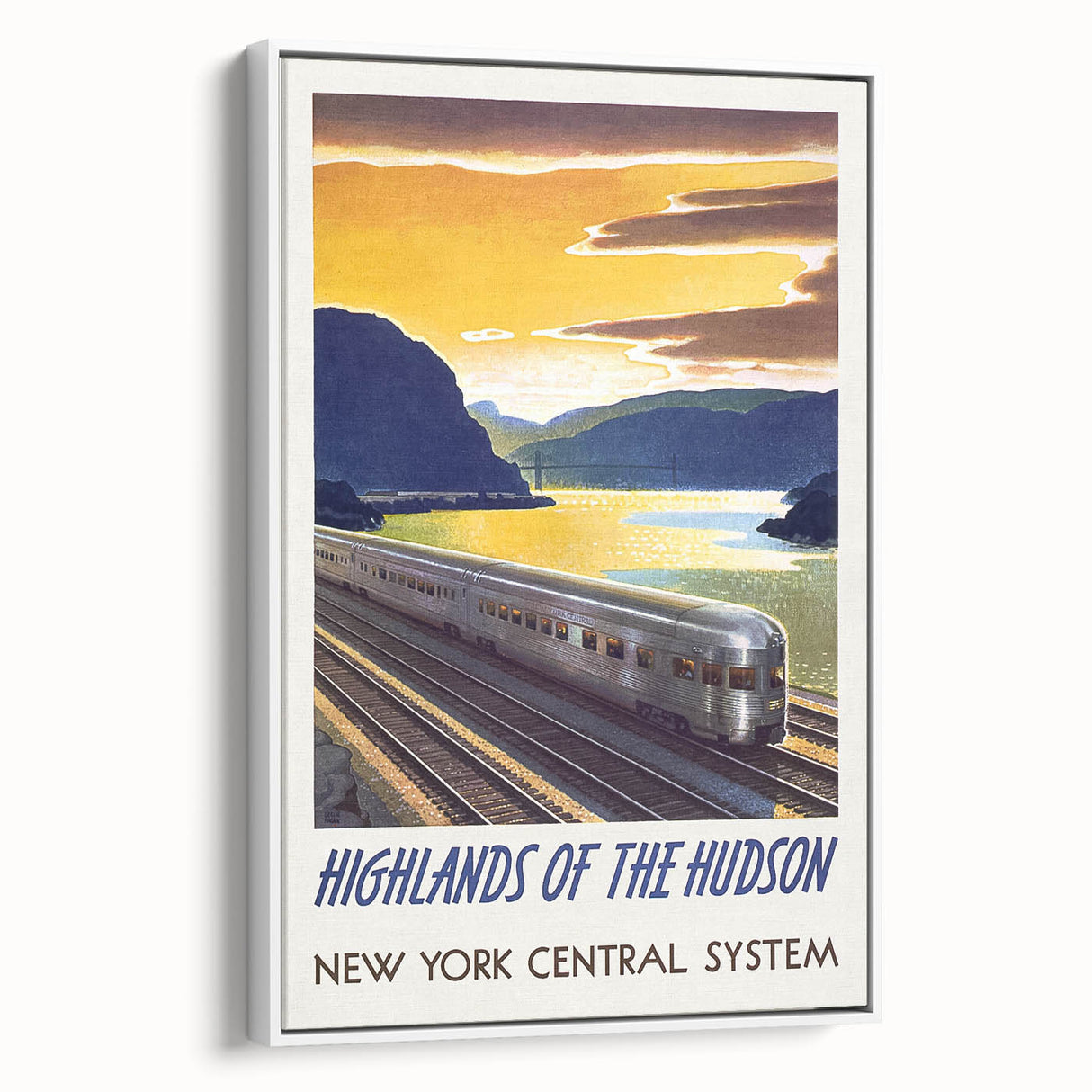 Vintage Hudson River Train Poster – Retro New York Travel Art