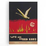 Vintage Wildlife Poster – Retro Save Our Wildlife Travel Art
