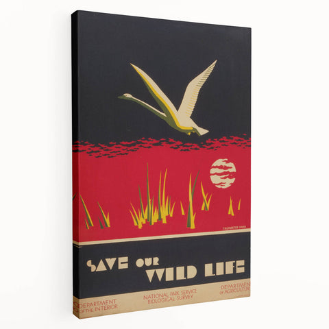 Vintage Wildlife Poster – Retro Save Our Wildlife Travel Art