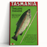 Vintage Tasmania Fishing Poster – Retro Angler’s Paradise Art