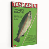 Vintage Tasmania Fishing Poster – Retro Angler’s Paradise Art