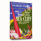 Vintage Sea Cliff Travel Poster – Retro World's Fair Art