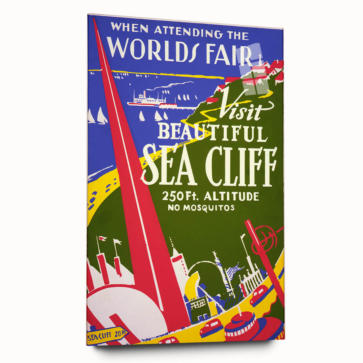 Vintage Sea Cliff Travel Poster – Retro World's Fair Art