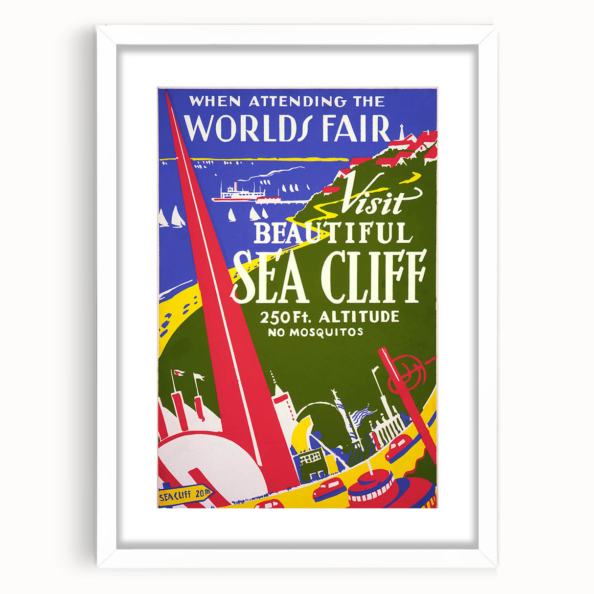 Vintage Sea Cliff Travel Poster – Retro World's Fair Art