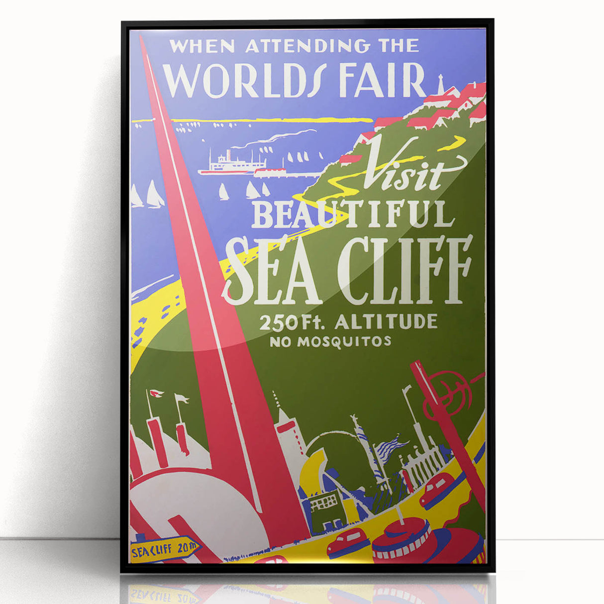 Vintage Sea Cliff Travel Poster – Retro World's Fair Art