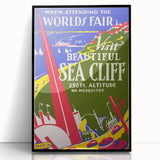 Vintage Sea Cliff Travel Poster – Retro World's Fair Art