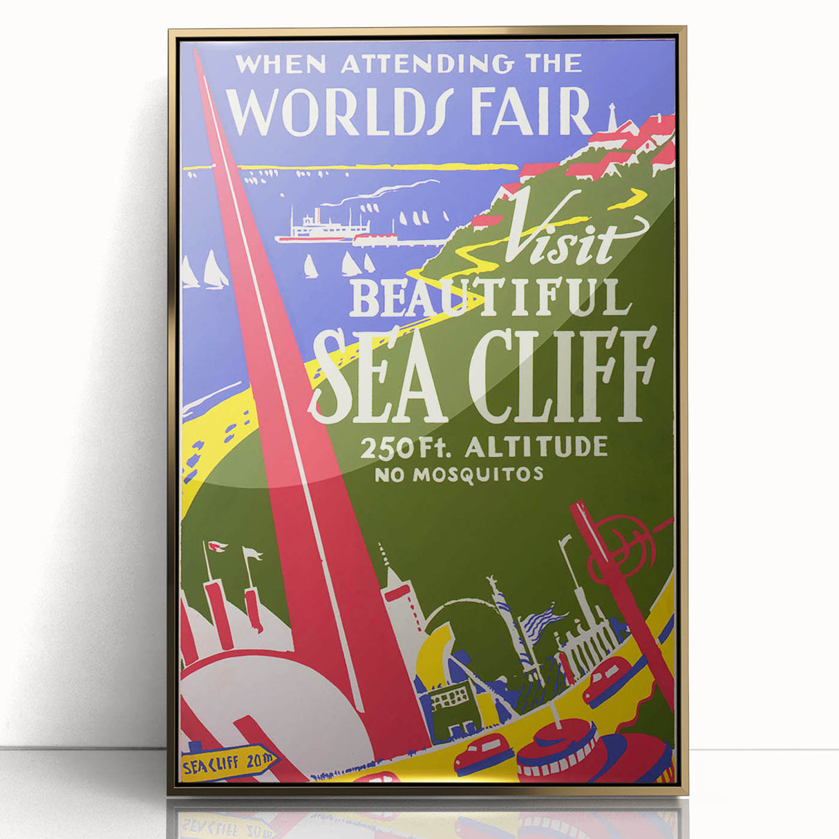 Vintage Sea Cliff Travel Poster – Retro World's Fair Art