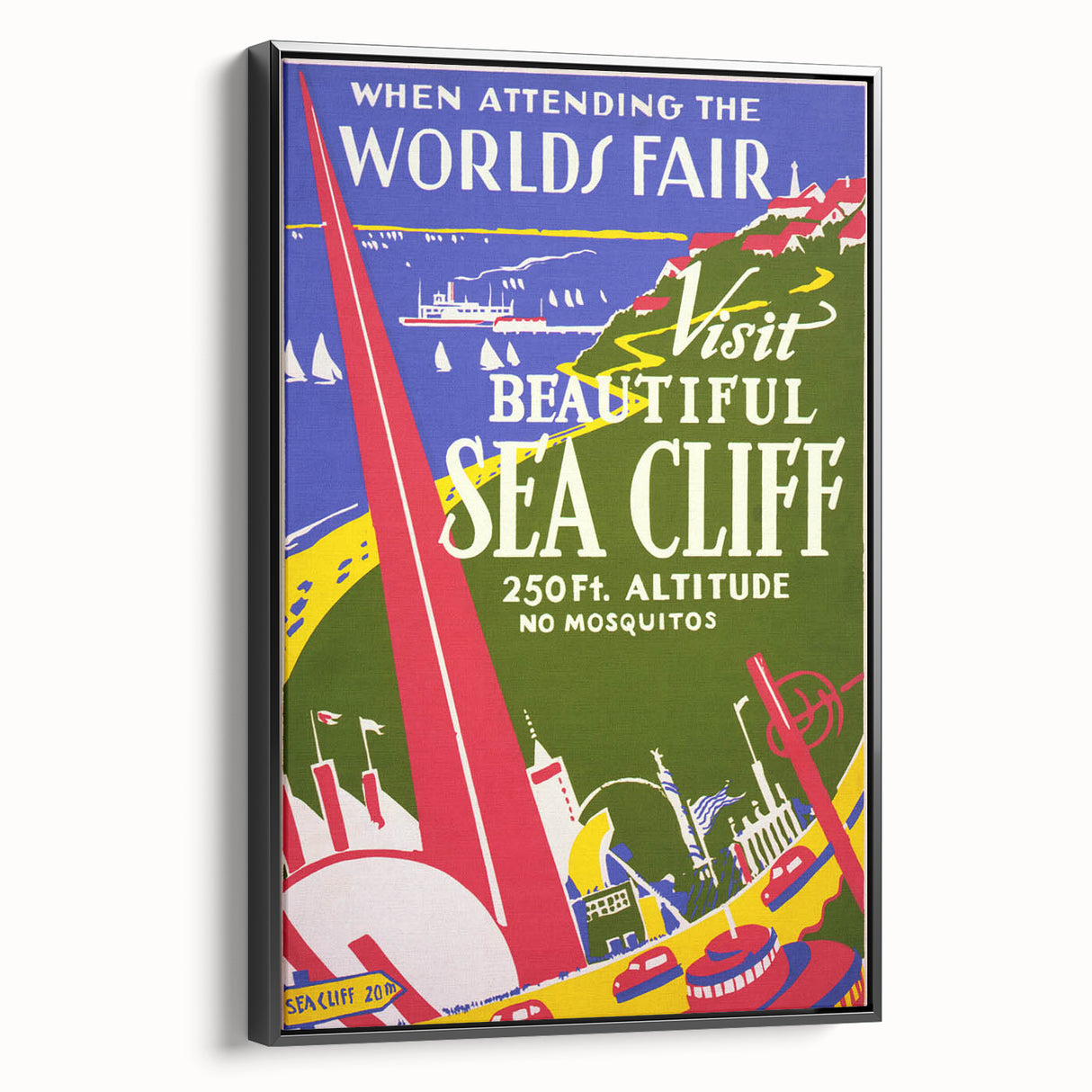 Vintage Sea Cliff Travel Poster – Retro World's Fair Art