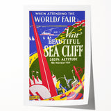 Vintage Sea Cliff Travel Poster – Retro World's Fair Art