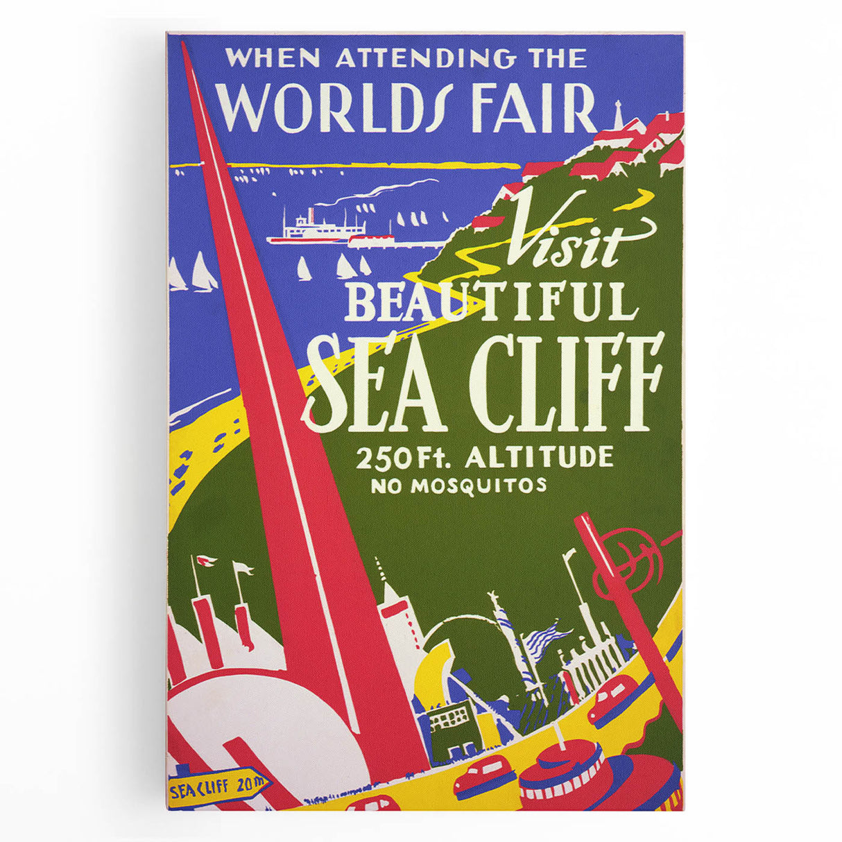 Vintage Sea Cliff Travel Poster – Retro World's Fair Art