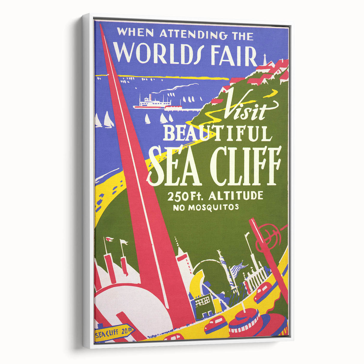 Vintage Sea Cliff Travel Poster – Retro World's Fair Art