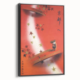Vintage Kyoto Travel Poster – Retro Japanese Autumn Bridge Art