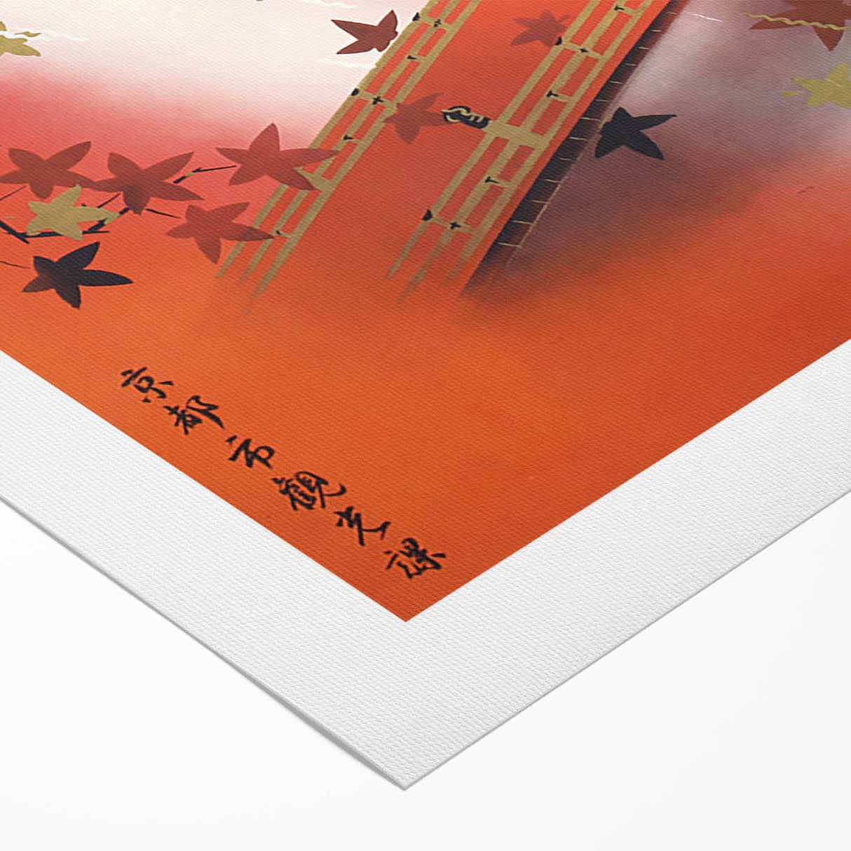 Vintage Kyoto Travel Poster – Retro Japanese Autumn Bridge Art