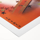 Vintage Kyoto Travel Poster – Retro Japanese Autumn Bridge Art