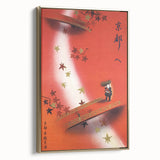 Vintage Kyoto Travel Poster – Retro Japanese Autumn Bridge Art