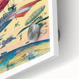 Vintage Airship Travel Poster – Retro Aerial Adventure Art