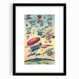Vintage Airship Travel Poster – Retro Aerial Adventure Art