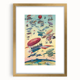 Vintage Airship Travel Poster – Retro Aerial Adventure Art